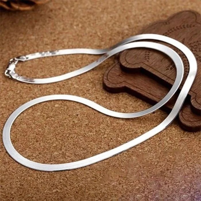 Nuevo collar de cadena de cuchillas de 4 mm en plata de ley 925