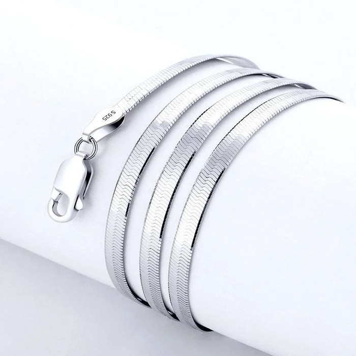 Nuevo collar de cadena de cuchillas de 4 mm en plata de ley 925