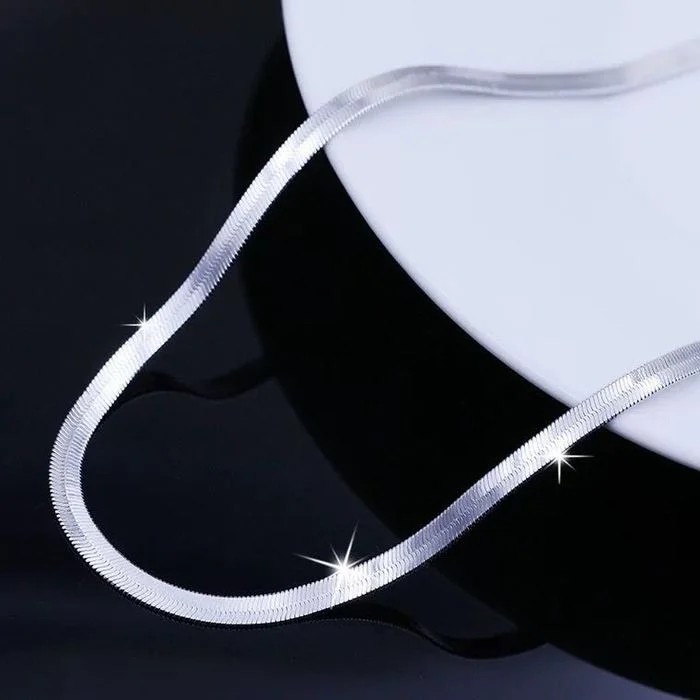 Nuevo collar de cadena de cuchillas de 4 mm en plata de ley 925