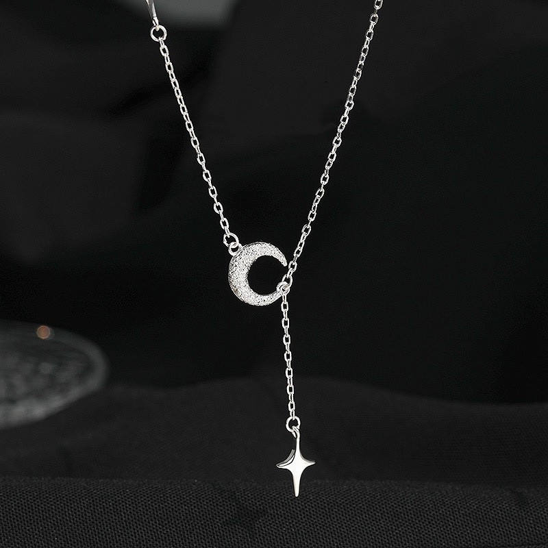 Nuevo collar con forma de luna y estrella en plata de ley 925