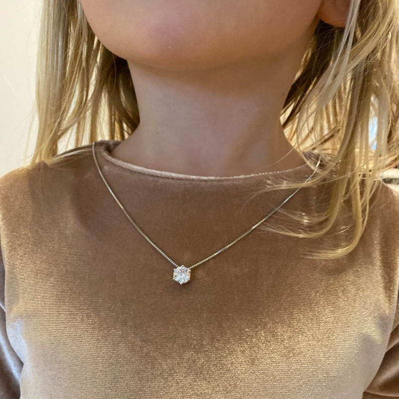 Collar de cadena de clavícula con circonita AAA bañado en plata de ley 925