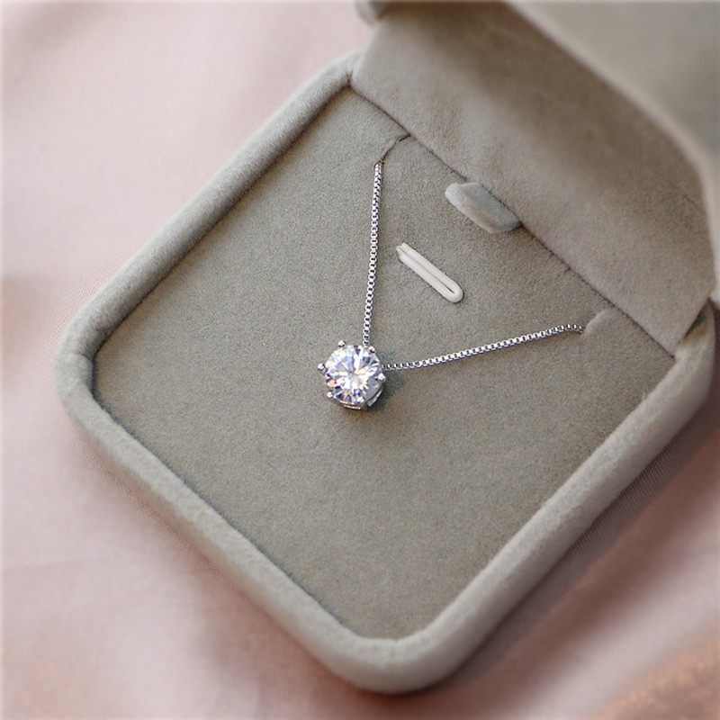 Collar de cadena de clavícula con circonita AAA bañado en plata de ley 925