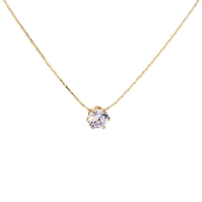 Collar de cadena fina de clavícula con circonitas de acero inoxidable 316L de ANENJERY