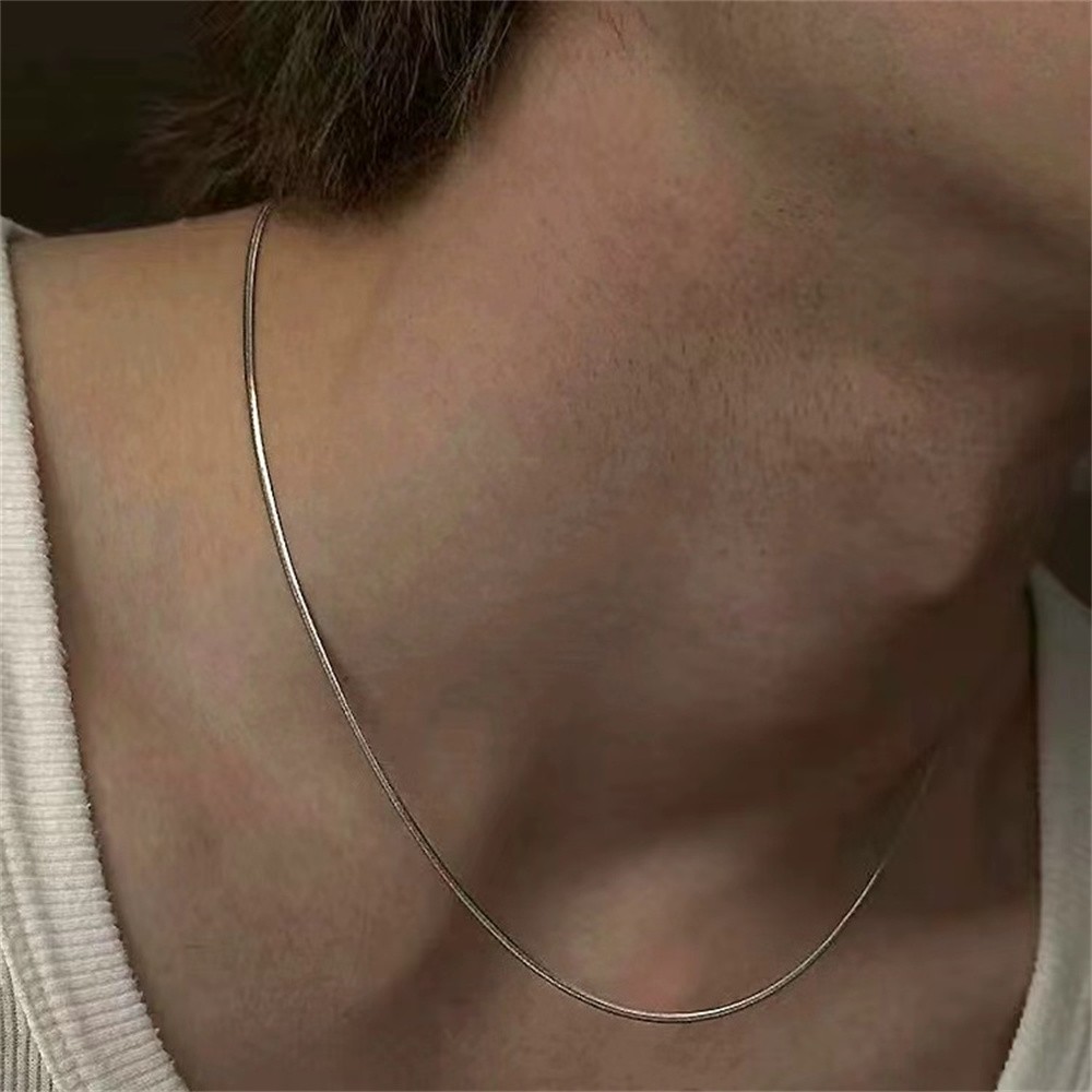 Collar de cadena de hueso de serpiente de acero inoxidable color plata de 1,2 mm