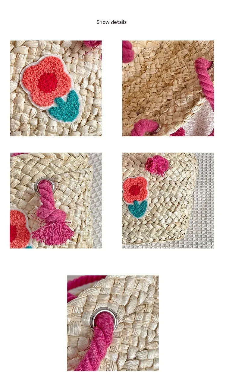 Bolso bandolera infantil de paja tejida a mano