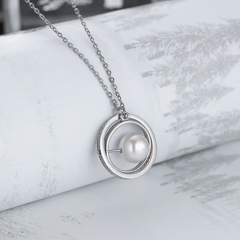 Collar de perlas de globo de plata de moda para mujer