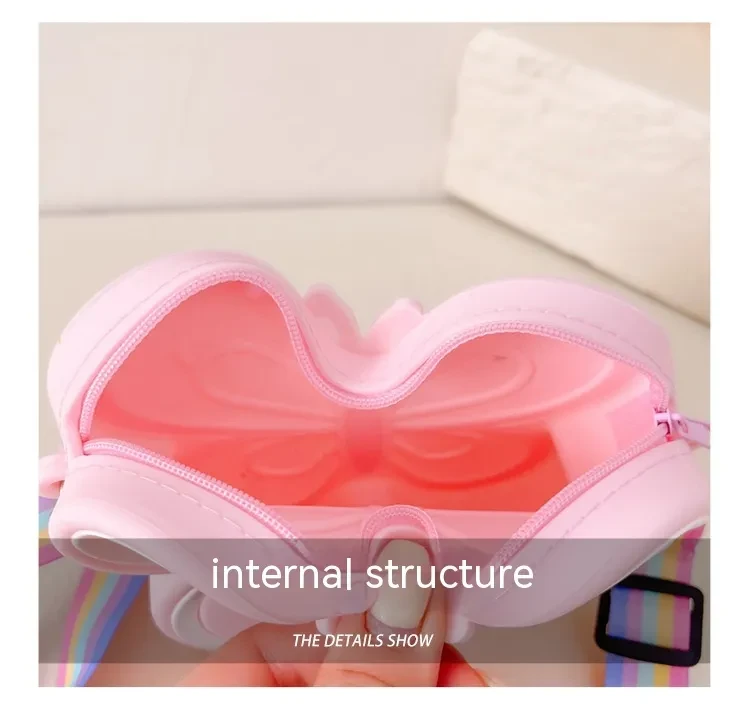 Bolso de hombro de silicona con diseño de mariposa para niños