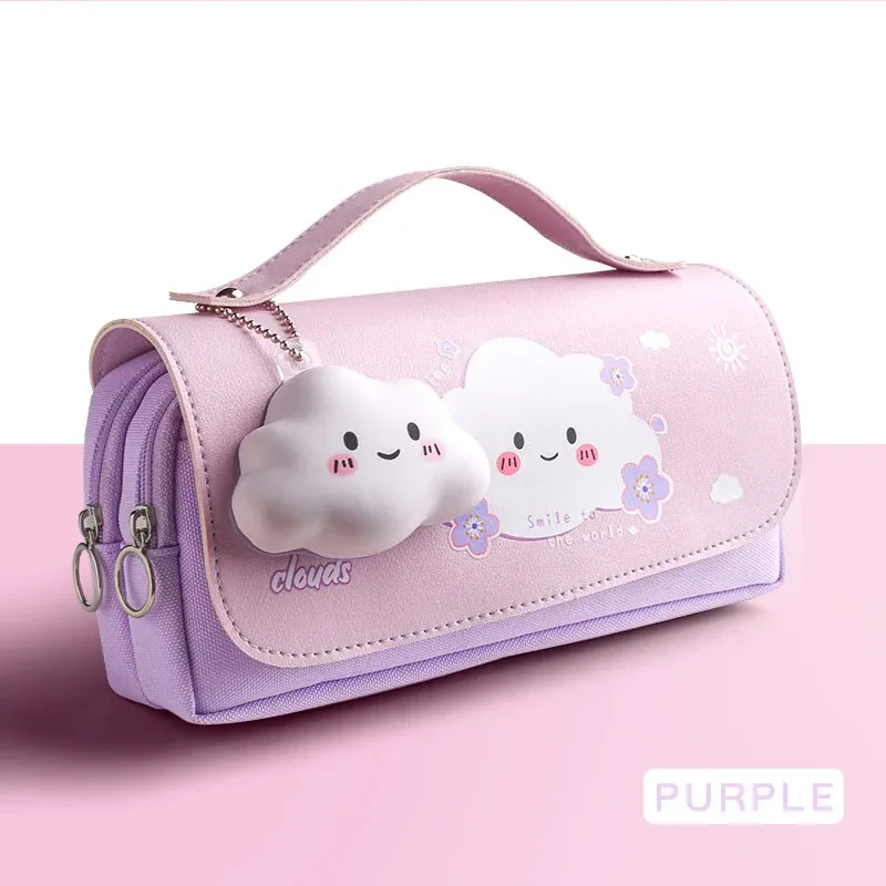 Estuche de lápices de descompresión, rojo, portátil, para niñas de primaria