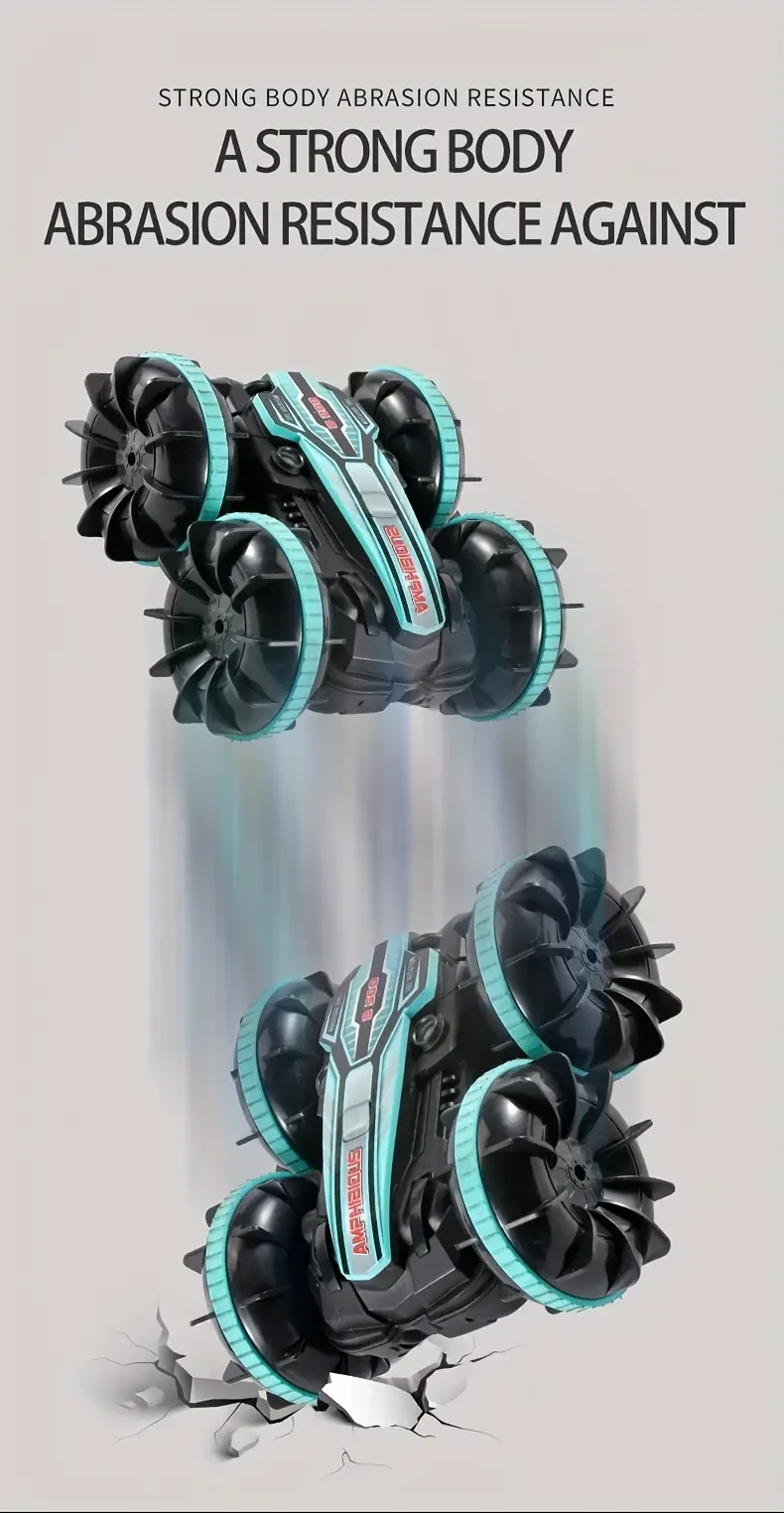 Vehículo anfibio acrobático RC 4x4, tamaño doble, giro de 360 ​​grados, todoterreno, alta velocidad.