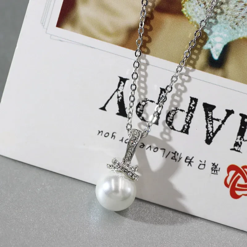 Collar de perlas sencillo de moda con cadena para clavícula para mujer
