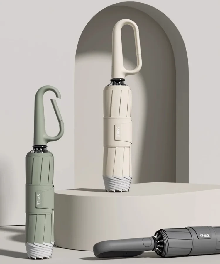 Paraguas con hebilla de anilla, banda de seguridad reflectante, resistente al viento, portátil para viajes