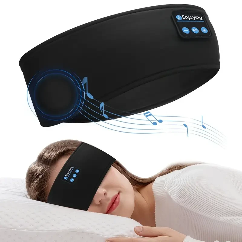 Antifaz inalámbrico con música para dormir, cómodo, transpirable y ajustado a la piel, con altavoces 3D ultrafinos, tapones multiusos para deportes al aire libre, de tela, inalámbrico, control por app, control multimedia, sin conector, tapones cerrados pa