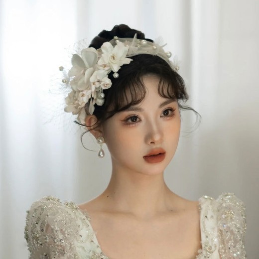 Diadema con flores mori para mujer, accesorios para fotos de boda