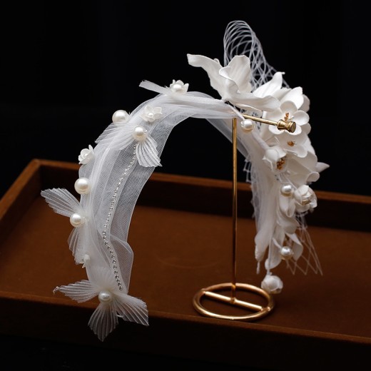 Diadema con flores mori para mujer, accesorios para fotos de boda