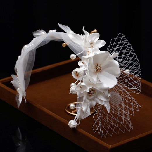 Diadema con flores mori para mujer, accesorios para fotos de boda