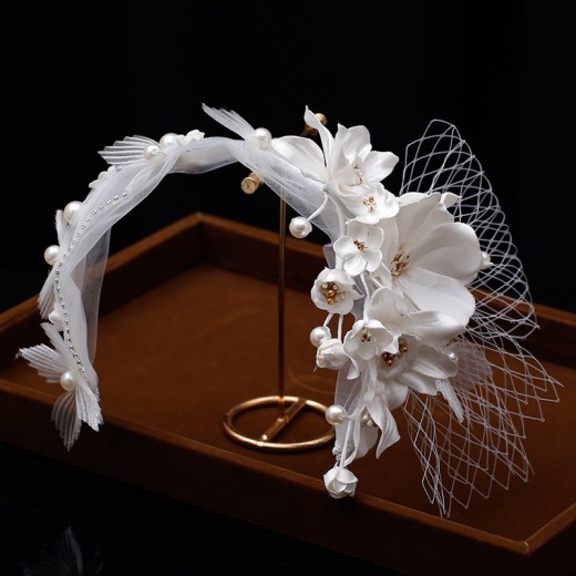 Diadema con flores mori para mujer, accesorios para fotos de boda