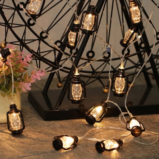 Guirnalda de luces LED de queroseno retro, cadena de luces LED navideñas con pilas, para exteriores, patios, decoración de fiestas en casa.