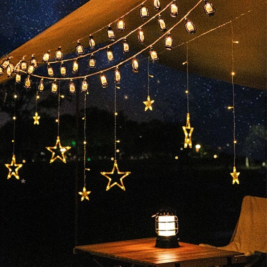 Guirnalda de luces LED de queroseno retro, cadena de luces LED navideñas con pilas, para exteriores, patios, decoración de fiestas en casa.