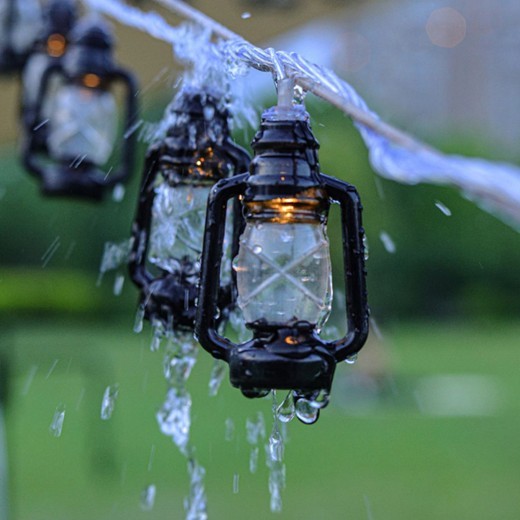Guirnalda de luces LED de queroseno retro, cadena de luces LED navideñas con pilas, para exteriores, patios, decoración de fiestas en casa.