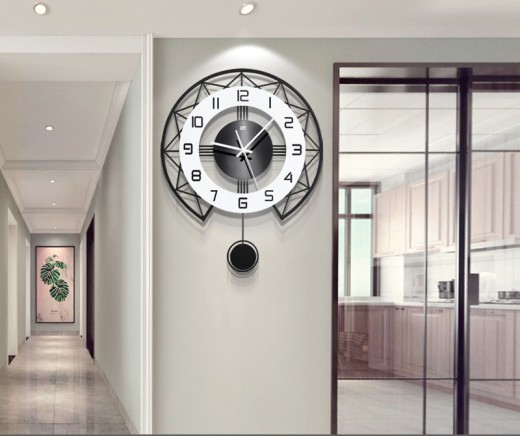 Venta al por mayor de fábrica, distribución transfronteriza, reloj de una pieza de Amazon, reloj de pared nórdico blanco y negro, decoración sencilla para el hogar.