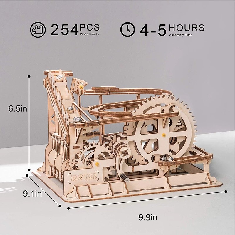 Robotime ROKR Bloques de Carrera de Canicas, Laberinto de Bolas, Pista de Bolas, Rompecabezas de Madera 3D, Montaña Rusa, Kits de Construcción de Modelos, Juguetes para Envío Directo