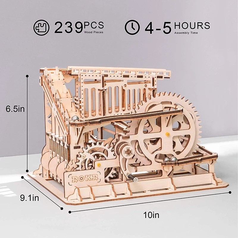 Robotime ROKR Bloques de Carrera de Canicas, Laberinto de Bolas, Pista de Bolas, Rompecabezas de Madera 3D, Montaña Rusa, Kits de Construcción de Modelos, Juguetes para Envío Directo