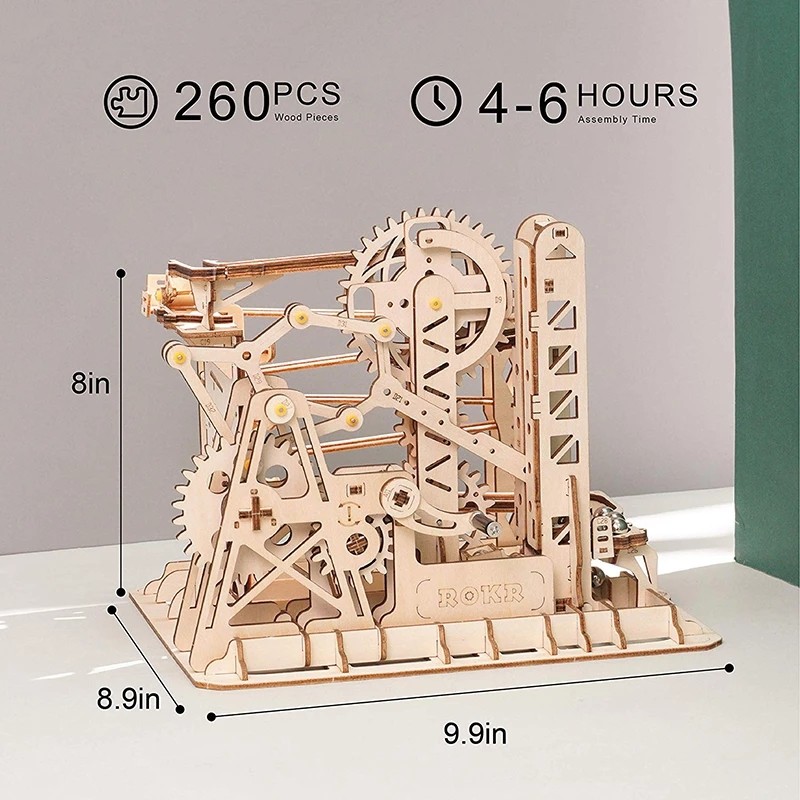 Robotime ROKR Bloques de Carrera de Canicas, Laberinto de Bolas, Pista de Bolas, Rompecabezas de Madera 3D, Montaña Rusa, Kits de Construcción de Modelos, Juguetes para Envío Directo
