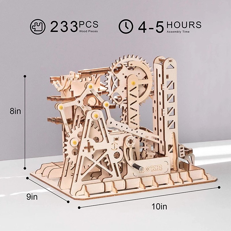 Robotime ROKR Bloques de Carrera de Canicas, Laberinto de Bolas, Pista de Bolas, Rompecabezas de Madera 3D, Montaña Rusa, Kits de Construcción de Modelos, Juguetes para Envío Directo