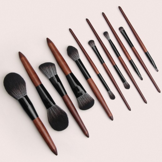 Venta directa de fábrica MAANGE 12 Juego de brochas de maquillaje color ébano Herramientas de maquillaje Oferta especial de Amazon