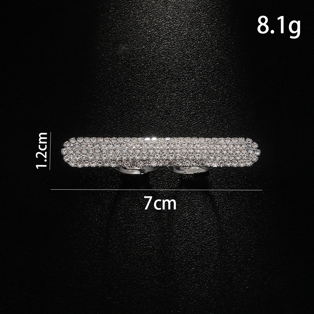 Anillo geométrico para mujer con diamantes de imitación, anillo doble sencillo