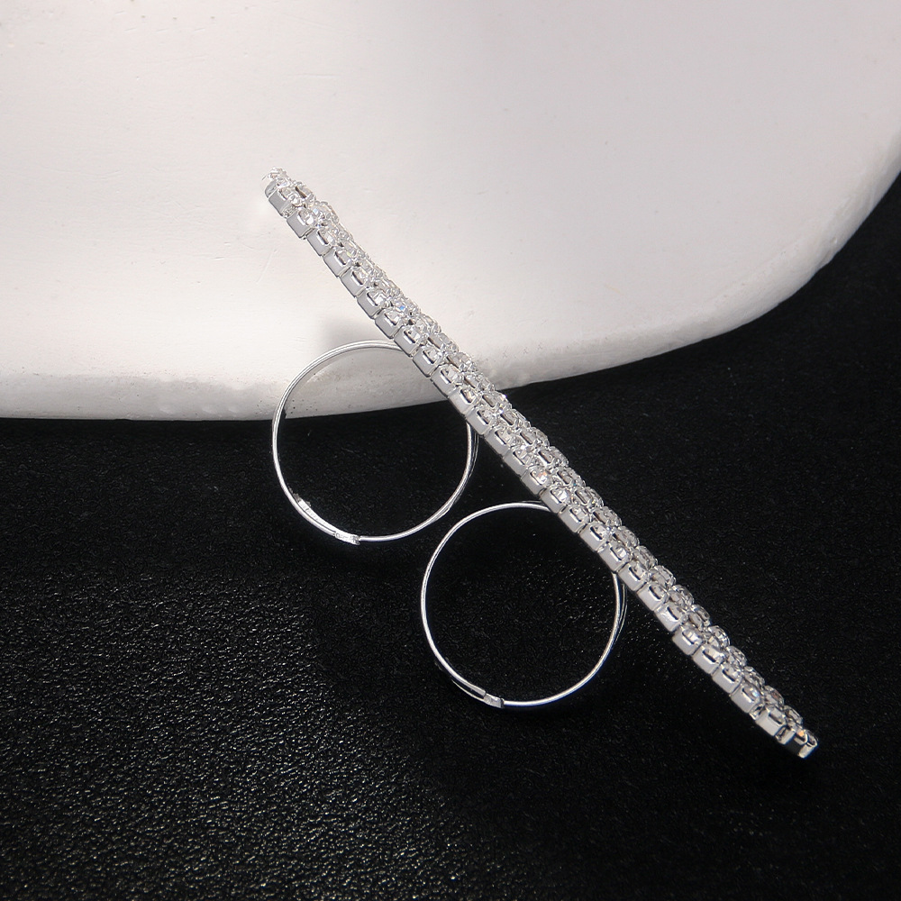 Anillo geométrico para mujer con diamantes de imitación, anillo doble sencillo