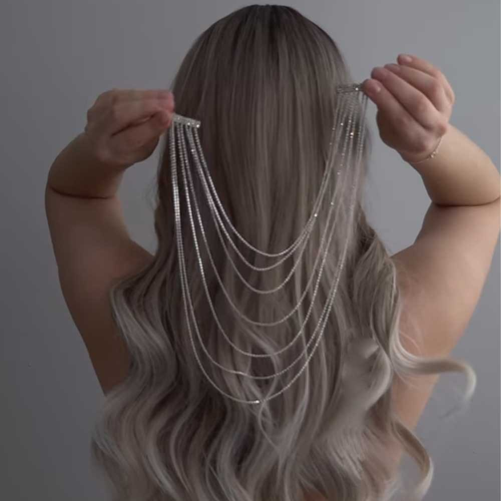 Pasadores multicapa con diamantes de imitación, accesorios brillantes para el cabello