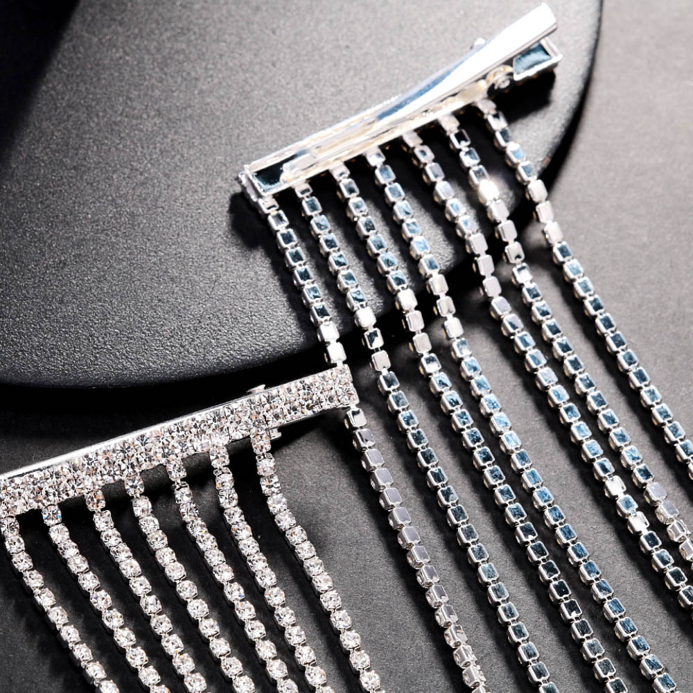 Pasadores multicapa con diamantes de imitación, accesorios brillantes para el cabello