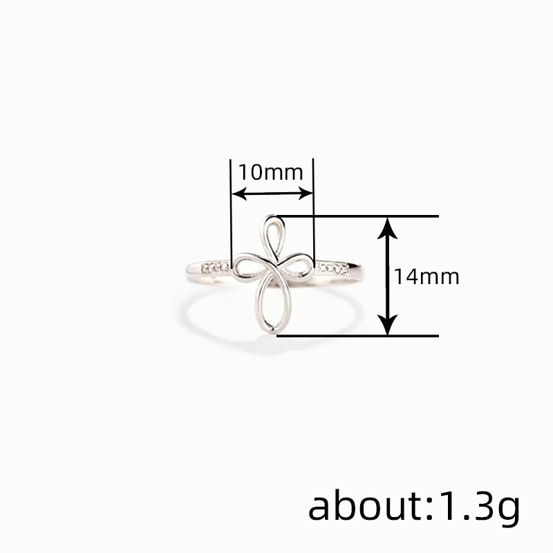 Anillo geométrico de diseño simple con cruz para mujer