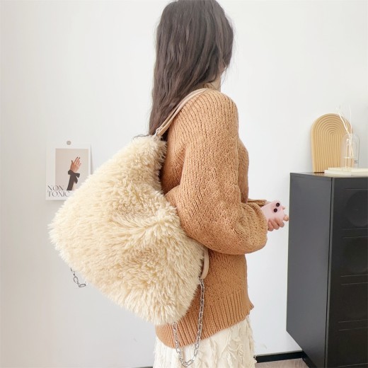 Bolso de mano de peluche para llevar al hombro, de gran capacidad
