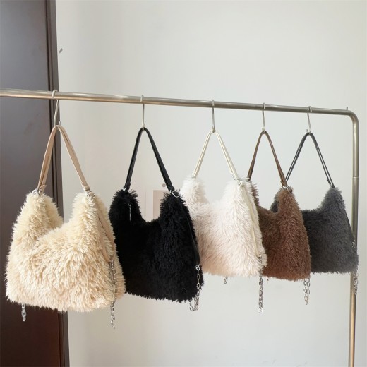 Bolso de mano de peluche para llevar al hombro, de gran capacidad