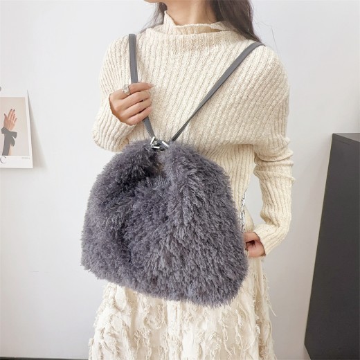 Bolso de mano de peluche para llevar al hombro, de gran capacidad