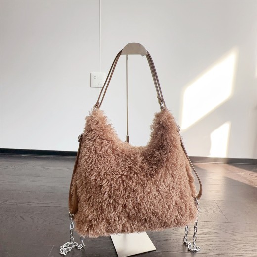 Bolso de mano de peluche para llevar al hombro, de gran capacidad