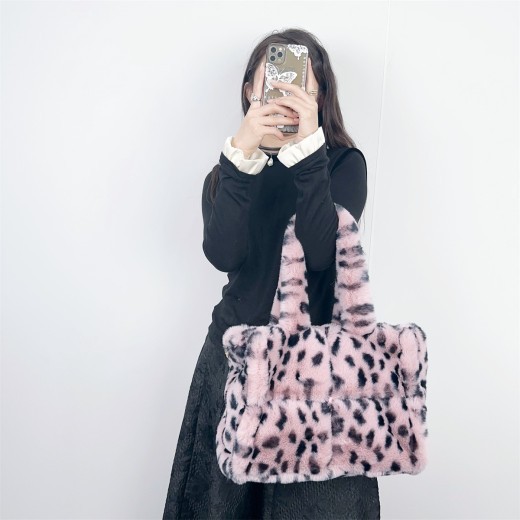 Bolso bandolera con estampado de leopardo de gran capacidad