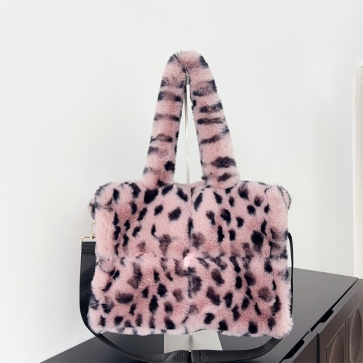 Bolso bandolera con estampado de leopardo de gran capacidad