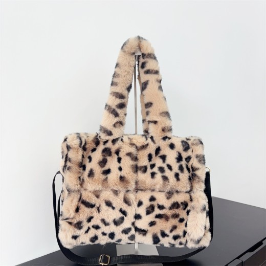 Bolso bandolera con estampado de leopardo de gran capacidad