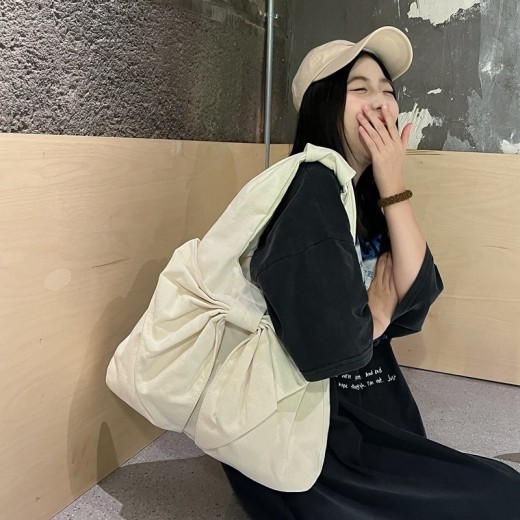 Bolso de mano de lona vaquera lavada con lazo para hombro, de gran capacidad, para llevar bajo el brazo