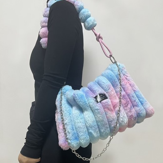 Bolso bandolera retro de peluche con un solo hombro