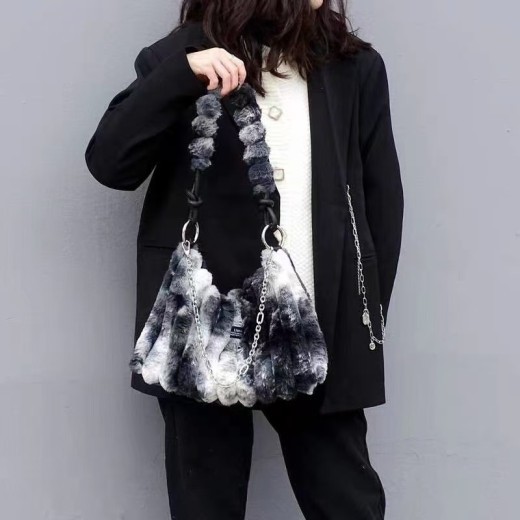 Bolso bandolera retro de peluche con un solo hombro