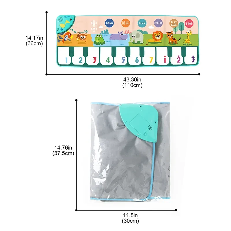 Alfombra de juego musical con animales divertidos y multifuncionales para niños