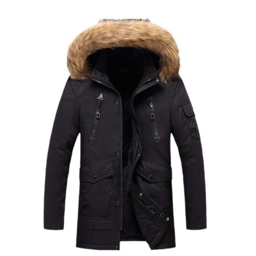 Chaqueta de otoño e invierno de longitud media para hombre, de terciopelo, térmica y gruesa, con acolchado de algodón.