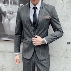Traje a rayas para hombre, estilo coreano, pequeño, traje de negocios profesional