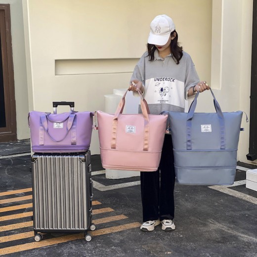Bolsa de viaje de gran capacidad, doble expansión, portátil, para deportes, gimnasio, equipaje para estudiantes, bolsa de almacenamiento
