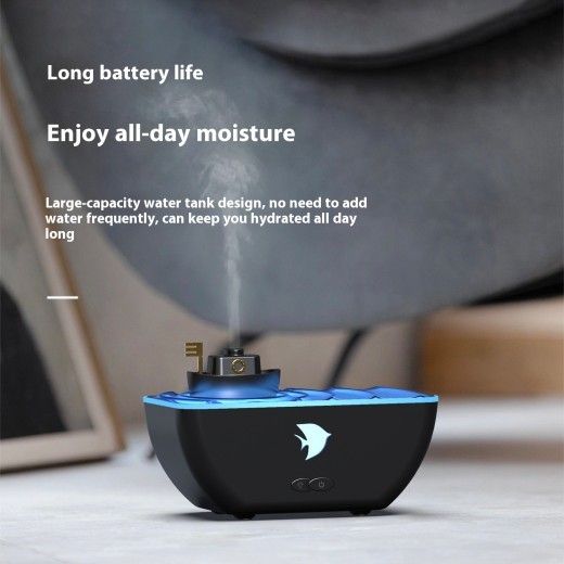 Difusor de aroma de barco, lámpara de noche colorida con degradado y humidificador