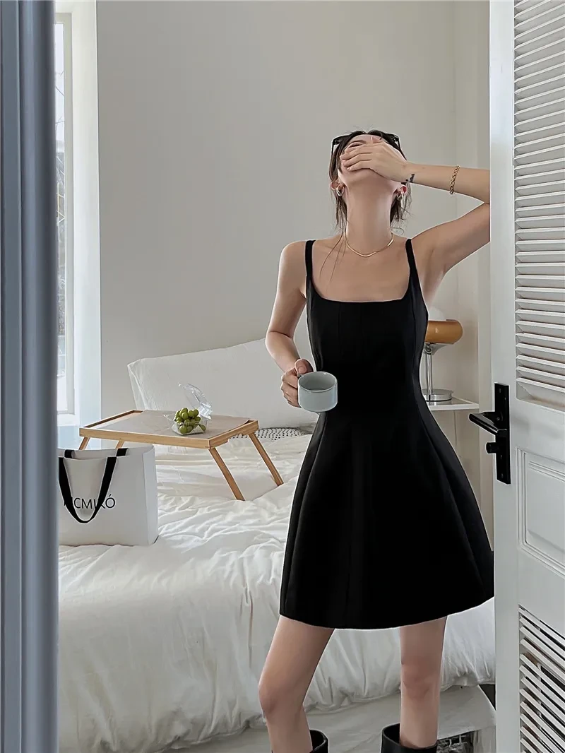 Vestido lencero ajustado de cintura alta para mujer